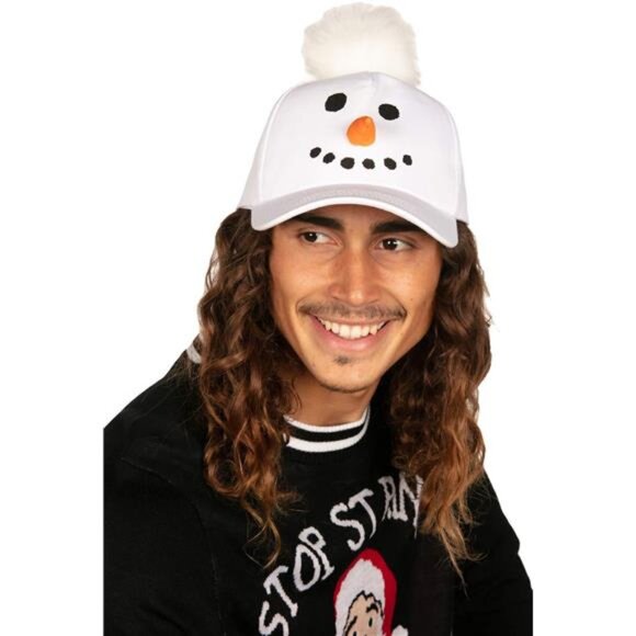 Christmas Hats for Men and Women White 3-d Snowman - Picture 3 of 4